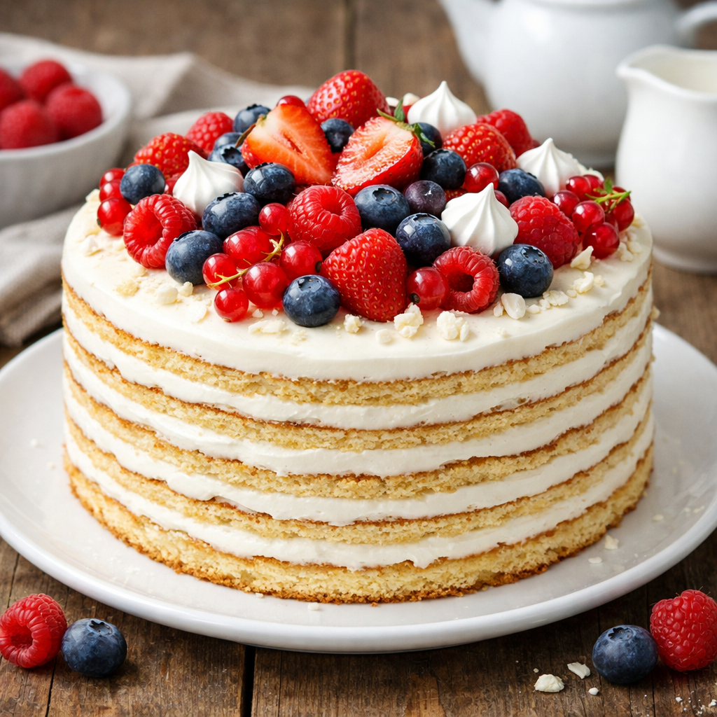
          An incredibly tender layered cake made from thin condensed milk sponge layers and silky whipped cream filling that melts in your mouth.
        